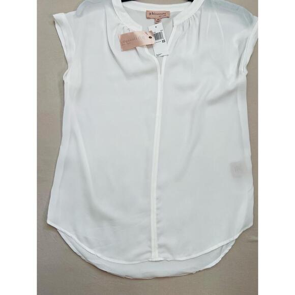 Philosophy Republic Clothing Size XS Ivory Cuffed Short Sleeve Blouse Shirt - Picture 5 of 9